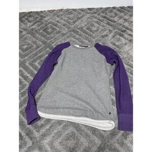 Pennant Sportswear Gray Purple Blank Long Sleeve Shirt Cotton Polyester Size M